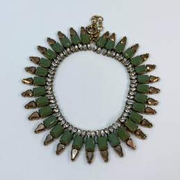 Designer J. Crew Gold-Tone Spring Ring Mint Spike Crystal Statement Necklace alternative image