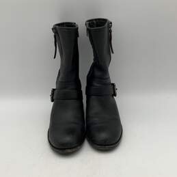 Vince Camuto Womens Whynn Black Leather Round Toe Side Zipper Biker Boots Size 8