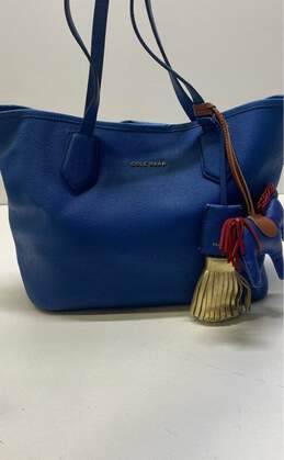 Cole Haan Blue Leather Charm Tote Bag