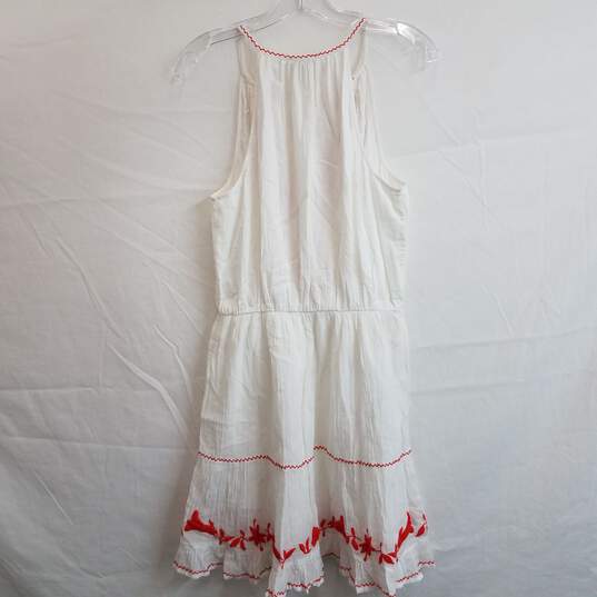 Joie women's red / white cotton embroidered halter neck summer dress S image number 3