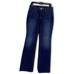 Womens Blue Denim Medium Wash Stretch Pockets Bootcut Leg Jeans Size 8L