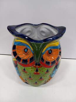 Talavera 15" Handcrafted Multicolor Owl Planter