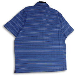 NWT Mens Blue Striped Short Sleeve Collared Button Front Polo Shirt Sz XXL alternative image