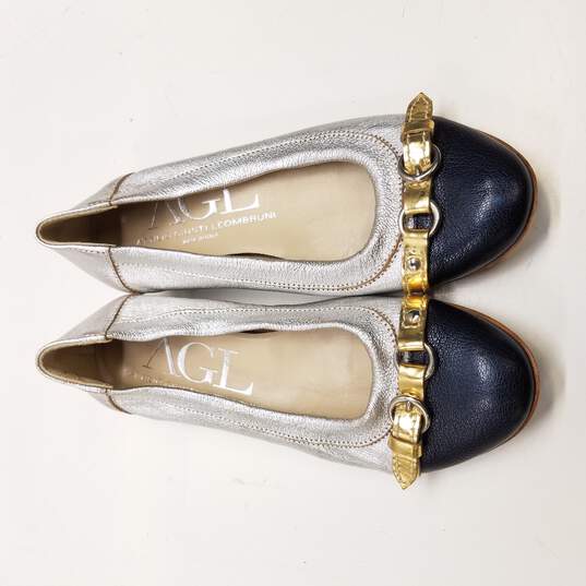 Attilo Giusti Leombruni Women's Silver Leather Flats Size 4 image number 5