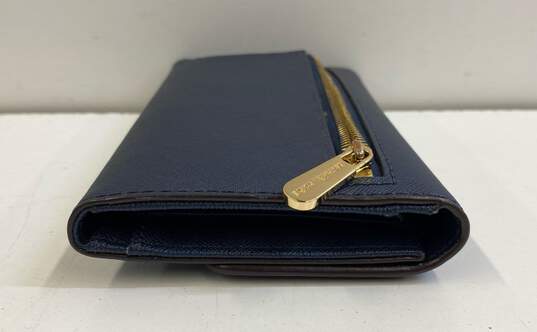 Michael Kors Navy Blue Leather Bifold Card Organizer Envelope Wallet image number 4