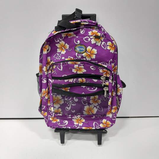 D&D Trading Purple Hawaiian Themed Rolling Backpack image number 1