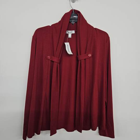 Red Long Sleeve Open Front Cardigan image number 1