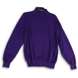 Mens Purple Tight-Knit Long Sleeve Turtleneck Pullover Sweater Size Medium