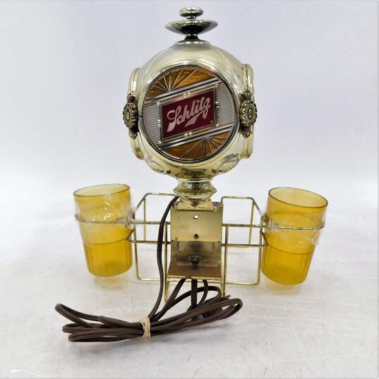 Vintage 1970s Schlitz Beer Table Mount Light Condiment Napkin Holder Bar Caddy image number 2