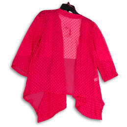 NWT Womens Pink 1/2 Sleeve Dotted Open-Front Cardigan Size Large alternative image