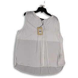 NWT Womens White Sleeveless Split Neck Pullover Blouse Top Size X-Large