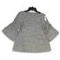 NWT LOFT Womens Gray Bell Sleeve Round Neck Pullover Blouse Top Size XS image number 1