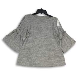 NWT LOFT Womens Gray Bell Sleeve Round Neck Pullover Blouse Top Size XS