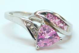 10K White Gold Pink Sapphire Diamond Accent Bypass Ring 2.4g alternative image