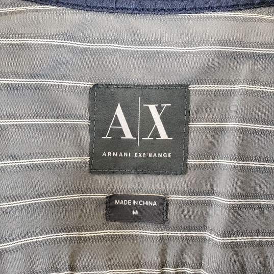 Armani Exchange Men's Gray Striped Button Up SZ M image number 3