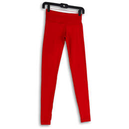 Womens Red Flat Front High-Rise Pull-On Compression Leggings Size 4