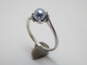 14K White Gold Dyed Blue Pearl Bypass Ring 1.8g image number 5