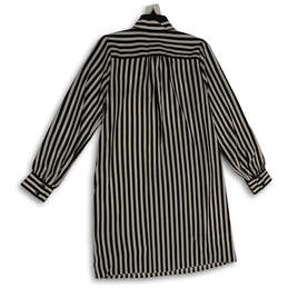 NWT Womens Black White Striped Long Sleeve Office Shift Dress Size Small alternative image