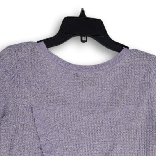 Womens Lavender Scoop Neck Knit Ruffle Crossover Back Pullover Sweater Sz S image number 4