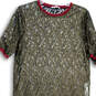 Womens Black Gold Lace Short Sleeve Crew Neck Pullover T-Shirt Dress Size S image number 3