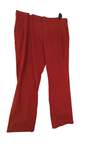 Womens Red Flat Front Straight Leg Casual Dress Pants Size 40X34 image number 4