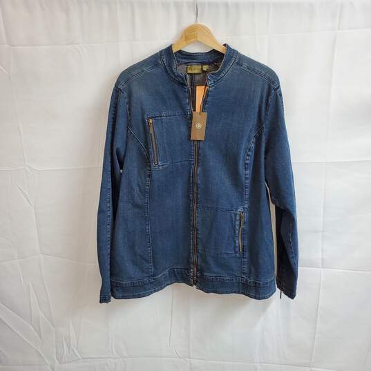 Caslon Blue Denim Cotton Full Zip Jacket WM Size 1X NWT image number 1