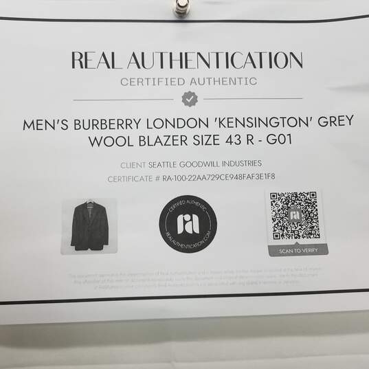 AUTHENTICATED MEN'S BURBERRY LONDON 'KENSINGTON' BLAZER SZ 43R image number 5