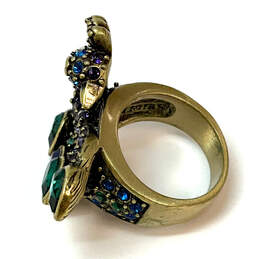 Designer Heidi Daus Gold-Tone Green Blue Rhinestones Classic Peacock Ring alternative image