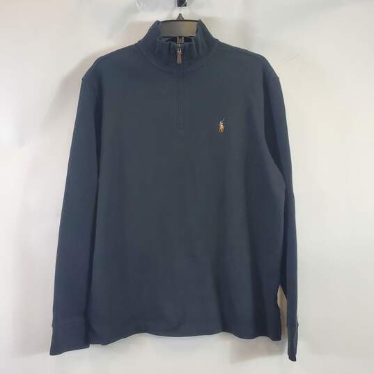 Polo Men Navy 1/4 Pullover Long Sleeve M image number 1
