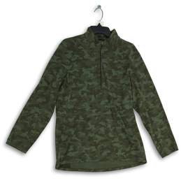 Lululemon Mens Surge Warm Green Camouflage 1/2 Zip Activewear T-Shirt Size Large