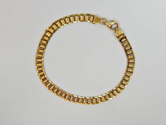 14K Yellow Gold Italy Fancy Chain Bracelet 7.4g image number 3