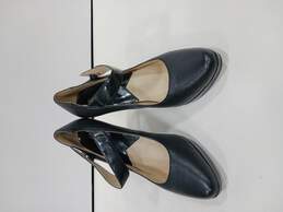 Black Leather W/ Strap High Heels Shoes Size 8.5M