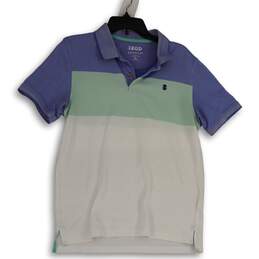 Mens Multicolor Colorblock Short Sleeve Advantage Stretch Polo Shirt Size M