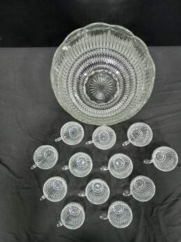 VINTAGE INDIANA GLASS ROYAL DRAPE PUNCH SET: BOWL AND 12 CUPS (MISSING LADLE) alternative image