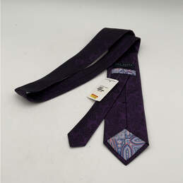 NWT Mens Purple Silk Paisley Keeper Loop Adjustable Designer Neck Tie alternative image