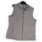 Mens Gray Mock Neck Front Pocket Sleeveless Full-Zip Puffer Vest Size 1X image number 1