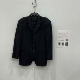 Armani Collezioni Mens Black Long Sleeve Three-Button Blazer Size 42 w/COA