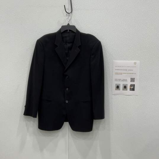Armani Collezioni Mens Black Long Sleeve Three-Button Blazer Size 42 w/COA image number 1