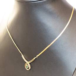 FOE REPAIR 14K Yellow Gold Diamond Accent Emerald Necklace - 5.3g alternative image