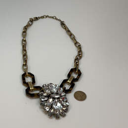 Designer J. Crew Gold-Tone Link Chain Crystal Stone Flower Pendant Necklace alternative image
