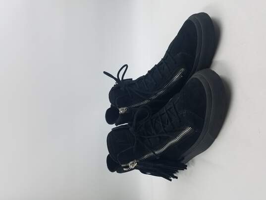 Buy the Giuseppe Zanotti Fringe Black Sneakers 8 COA | GoodwillFinds