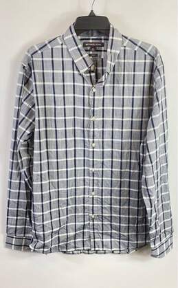 Michael Kors Men Gray Plaid Button Up Shirt XL