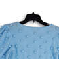 Womens Blue Pom Pom Crew Neck Long Sleeve Pullover Sweater Size Large image number 4