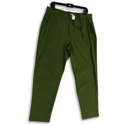 Mens Green Flat Front Slash Pocket Straight Leg Ankle Pants Size Large