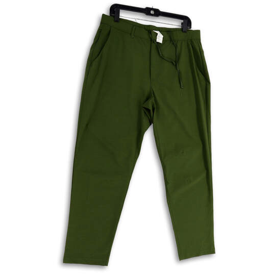 Mens Green Flat Front Slash Pocket Straight Leg Ankle Pants Size Large image number 1
