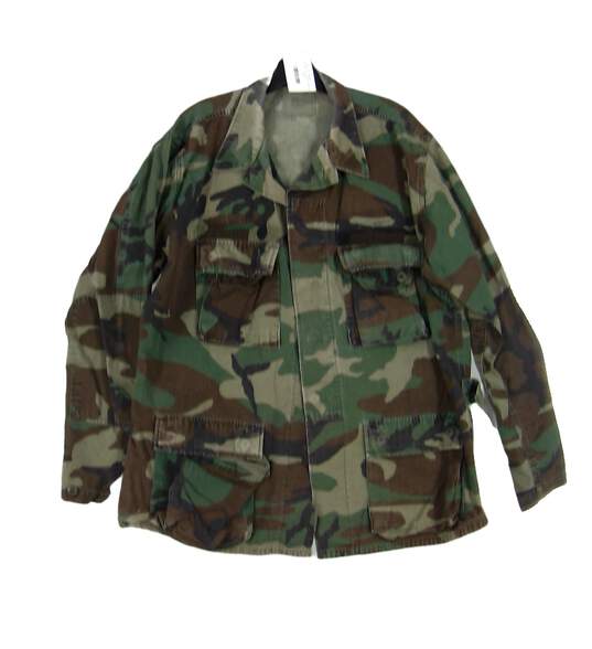 Mens Multicolor Camouflage Long Sleeve Pockets Jacket Size Large image number 1