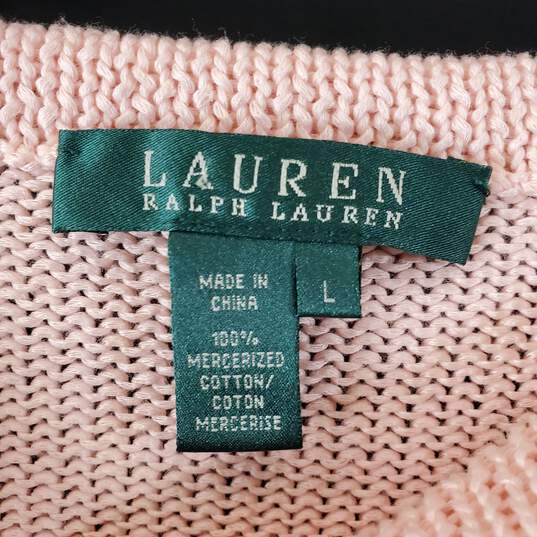 Ralph Lauren Women Pink Knit Sweater Sz L image number 2