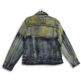 NWT Mens Gold Blue Denim Long Sleeve Button Front Jacket Size Medium alternative image
