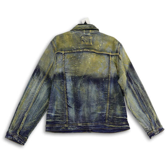 NWT Mens Gold Blue Denim Long Sleeve Button Front Jacket Size Medium image number 2
