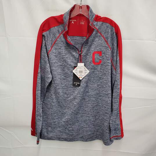 NWT Antigua MBL MN's Hybrid Heathered Gray & Red Pullover Size L image number 1